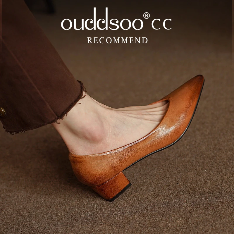 Ods Women's Retro Shoes French Style Cozy Med heels Spring Autumn Office Lady Pumps Size40 Slip On Real Leather Shoes On Heel
Ods Women's Retro Shoes French Style Cozy Med heels Spring Autumn Office Lady Pumps Size40 Slip On Real Leather Shoes On Heel