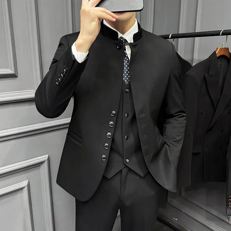 (Jacket+Vest+Trousers) Men Sinicism Wedding Suit 3 Set Blazers Elegant Full Luxury Coat Pants Design Latest Business Slim Fit
(Jacket+Vest+Trousers) Men Sinicism Wedding Suit 3 Set Blazers Elegant Full Luxury Coat Pants Design Latest Business Slim Fit