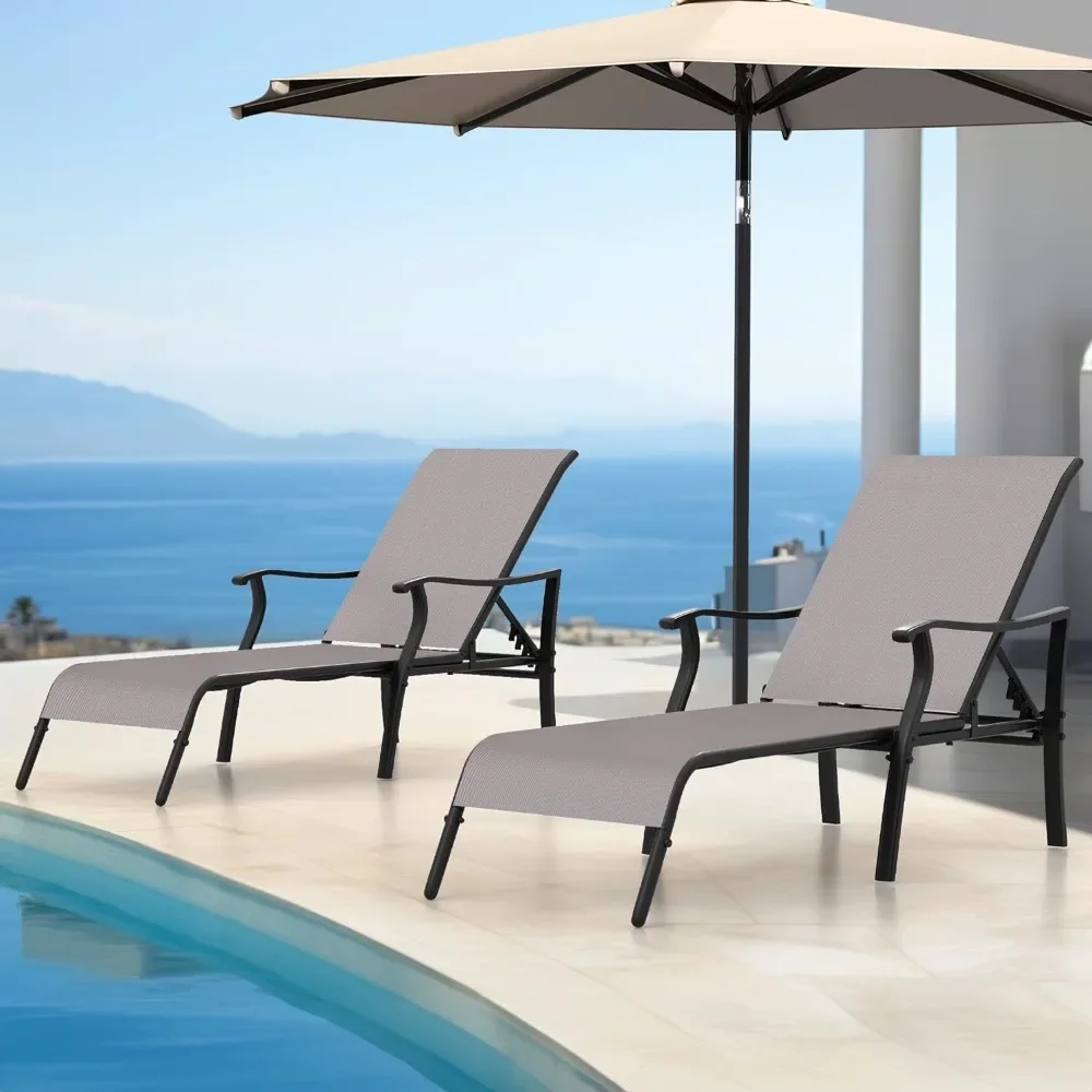 Outdoor Chaise Lounge Chair Set of 2, Aluminum Patio Lounge Chair with 5 Adjustable Positions, Textile Pool Chaise Sun Lounger
Outdoor Chaise Lounge Chair Set of 2, Aluminum Patio Lounge Chair with 5 Adjustable Positions, Textile Pool Chaise Sun Lounger