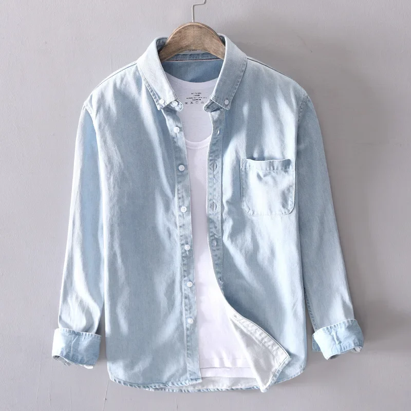 2023 Spring and Autumn New Style Solid Color Denim Shirt for Men Cotton Fashion Four Seasons Slim Fit Men Clothing Z159
2023 Spring and Autumn New Style Solid Color Denim Shirt for Men Cotton Fashion Four Seasons Slim Fit Men Clothing Z159