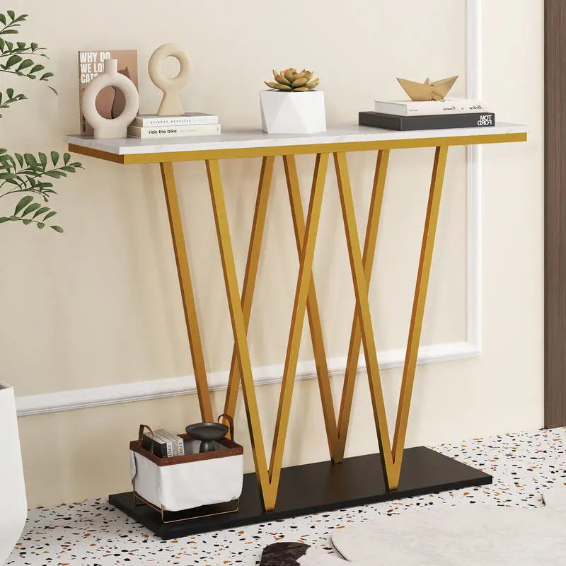 Gold Entryway Table 40 Inch Modern Console Table with Faux Marble Table and Metal Frame-White
Gold Entryway Table 40 Inch Modern Console Table with Faux Marble Table and Metal Frame-White