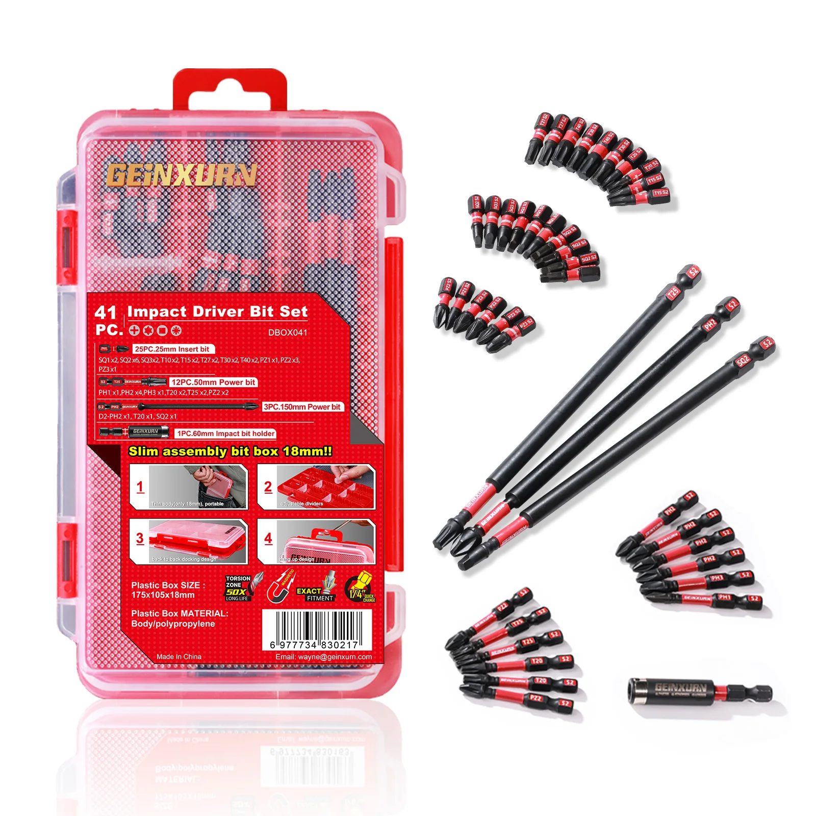 Geinxurn 41PCS Impact Screwdriver Bits Set, Magnetic S2 Steel Multi Insert Power Bits Tips with Storage Box(PH/TORX/SQ/PZ)
Geinxurn 41PCS Impact Screwdriver Bits Set, Magnetic S2 Steel Multi Insert Power Bits Tips with Storage Box(PH/TORX/SQ/PZ)