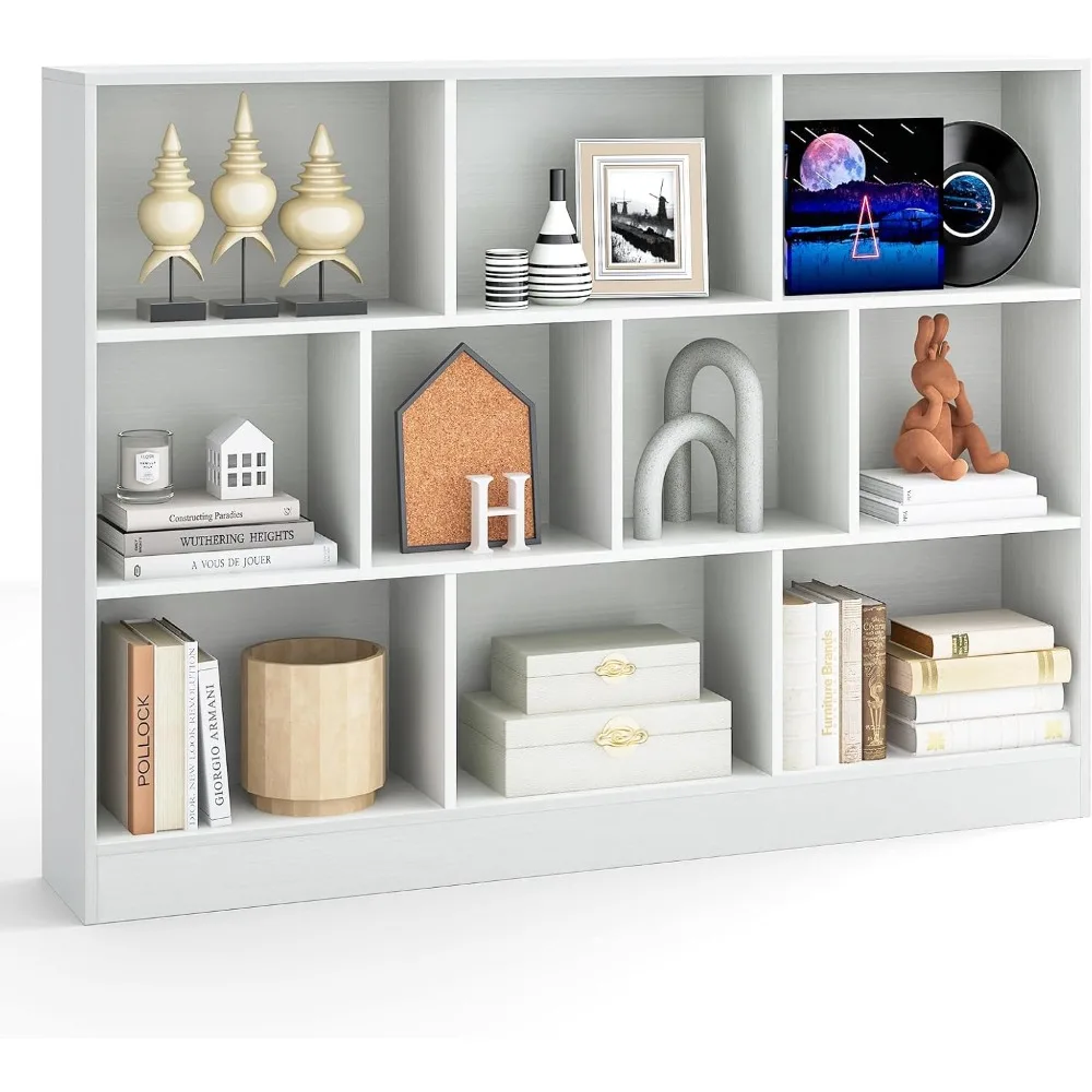 10-Cube Bookshelf, 55”L Floor Bookcase with 2 Anti-Tipping Kits, Freestanding Storage Organizer, 4-Tier Display Shelf for Home,
10-Cube Bookshelf, 55”L Floor Bookcase with 2 Anti-Tipping Kits, Freestanding Storage Organizer, 4-Tier Display Shelf for Home,