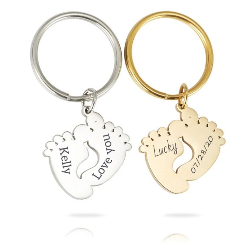 Personalized Keychain Cute Baby Foot Pendant Key Chain Stainless Steel Keytag for Engrave Bady's Name Birth Date Mommy's Gift
Personalized Keychain Cute Baby Foot Pendant Key Chain Stainless Steel Keytag for Engrave Bady's Name Birth Date Mommy's Gift