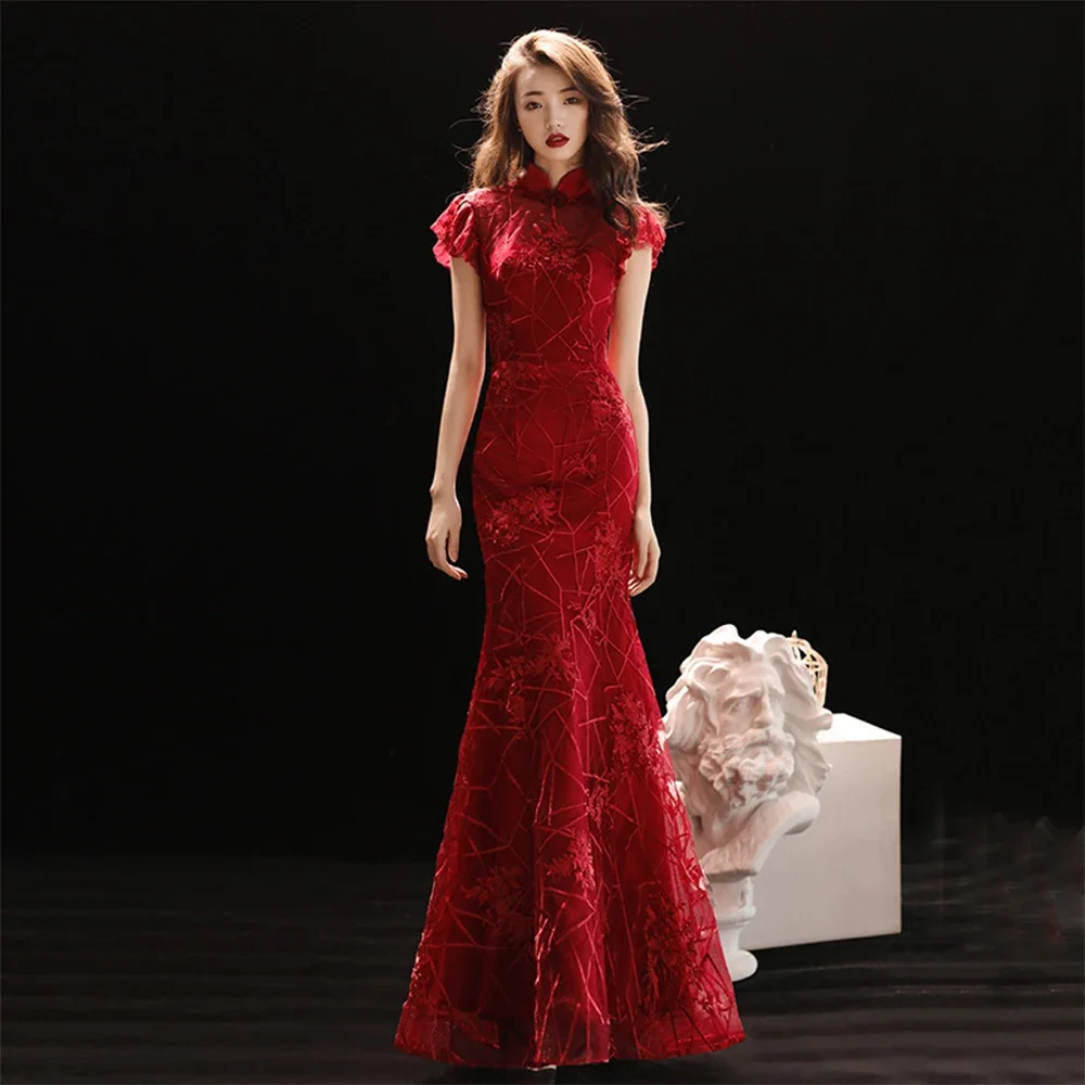 Mandarin Collar Women Qipao Red Bridal Wedding Mermaid Dress Slim Elegant Cheongsam Vintage Button Big Size 3XL Maxi Dress
Mandarin Collar Women Qipao Red Bridal Wedding Mermaid Dress Slim Elegant Cheongsam Vintage Button Big Size 3XL Maxi Dress