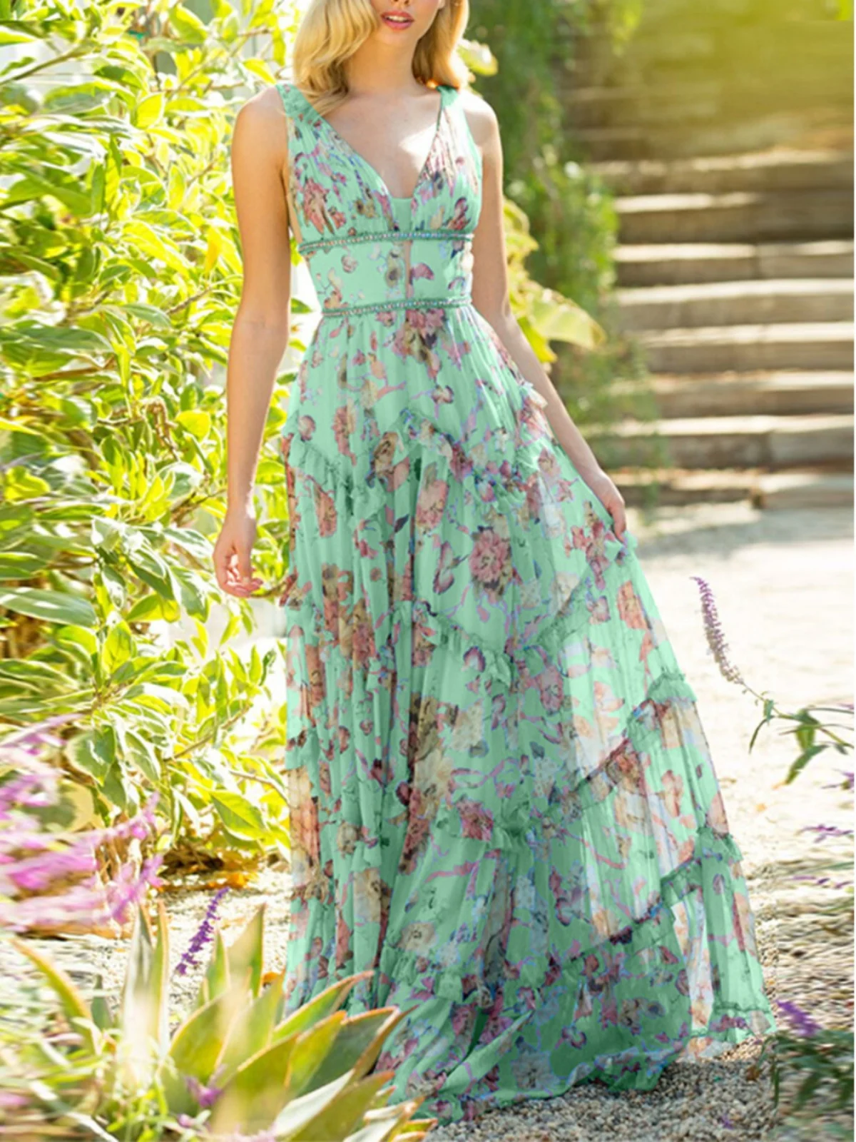 Elegant High Waist Floral Print Dress Casual Artistic Long Dress Women's Fashionable Gown V-Neck Zipper Polyester Fiber
Elegant High Waist Floral Print Dress Casual Artistic Long Dress Women's Fashionable Gown V-Neck Zipper Polyester Fiber