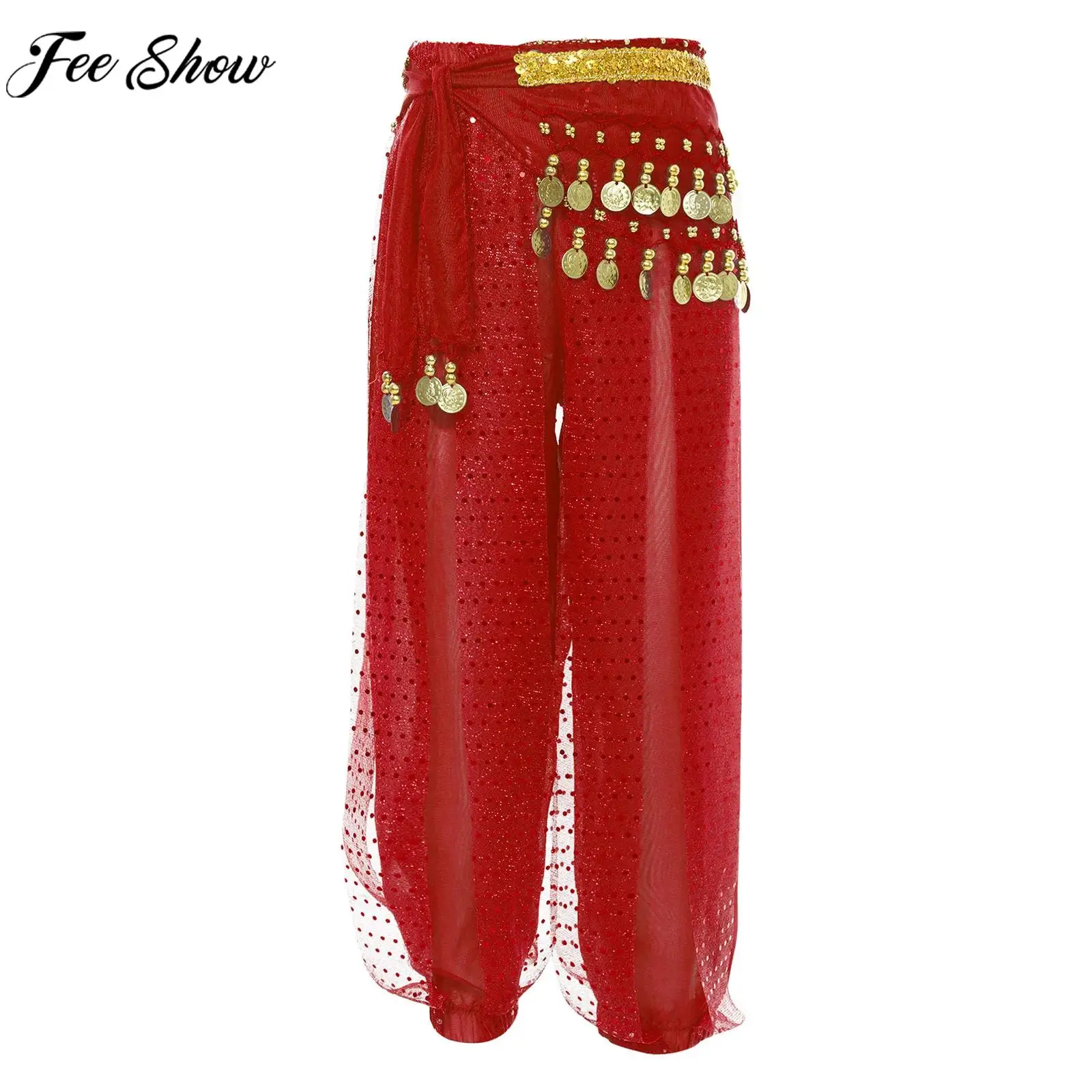 Kids Girls Belly Dancing Pants Shiny Sequin Chiffon Bloomers Trousers with Tassels Beads Chain Hip Scarf Performance Dancewear
Kids Girls Belly Dancing Pants Shiny Sequin Chiffon Bloomers Trousers with Tassels Beads Chain Hip Scarf Performance Dancewear
