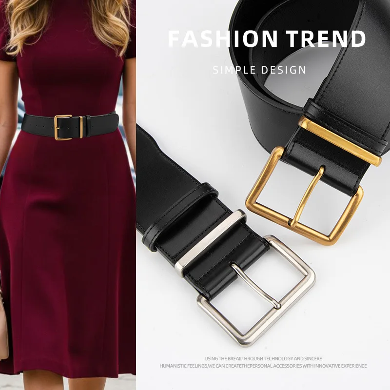 Women's cowhide wide belt retro square pin buckle genuine leather belt high-end sense with jeans decorative waist seal
Women's cowhide wide belt retro square pin buckle genuine leather belt high-end sense with jeans decorative waist seal