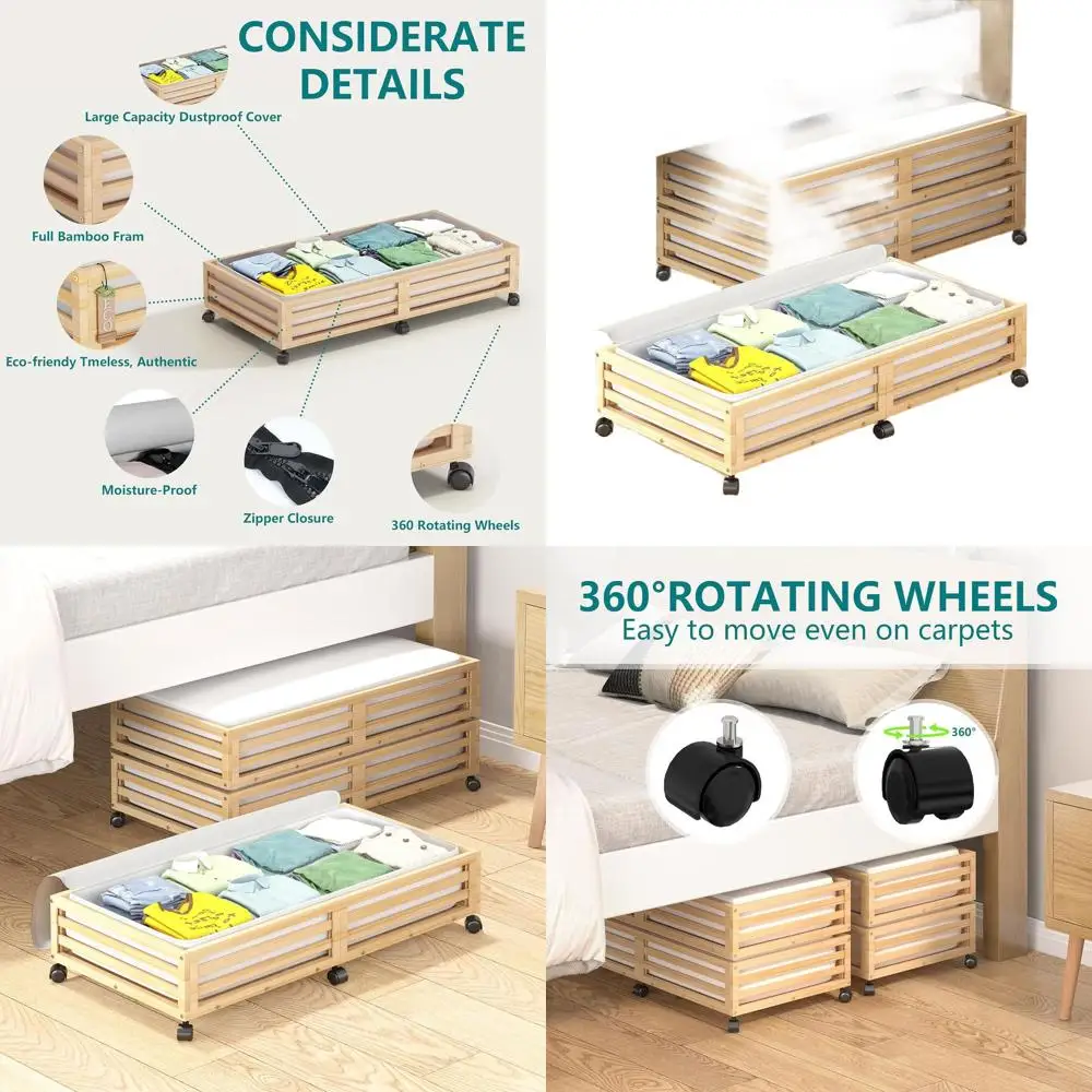 Rolling Underbed Storage Containers with Wheels, Large Capacity Dustproof Bags, 2-Pack Wooden Shoe Organizers (Nature, 33.07×16.
Rolling Underbed Storage Containers with Wheels, Large Capacity Dustproof Bags, 2-Pack Wooden Shoe Organizers (Nature, 33.07×16.