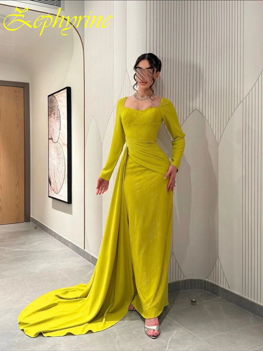 Customized Straight Square Collar Long Sleeves Elegant Evening Dress Fashion Delicate Celebrity Gowns Temperament Party Dress
Customized Straight Square Collar Long Sleeves Elegant Evening Dress Fashion Delicate Celebrity Gowns Temperament Party Dress