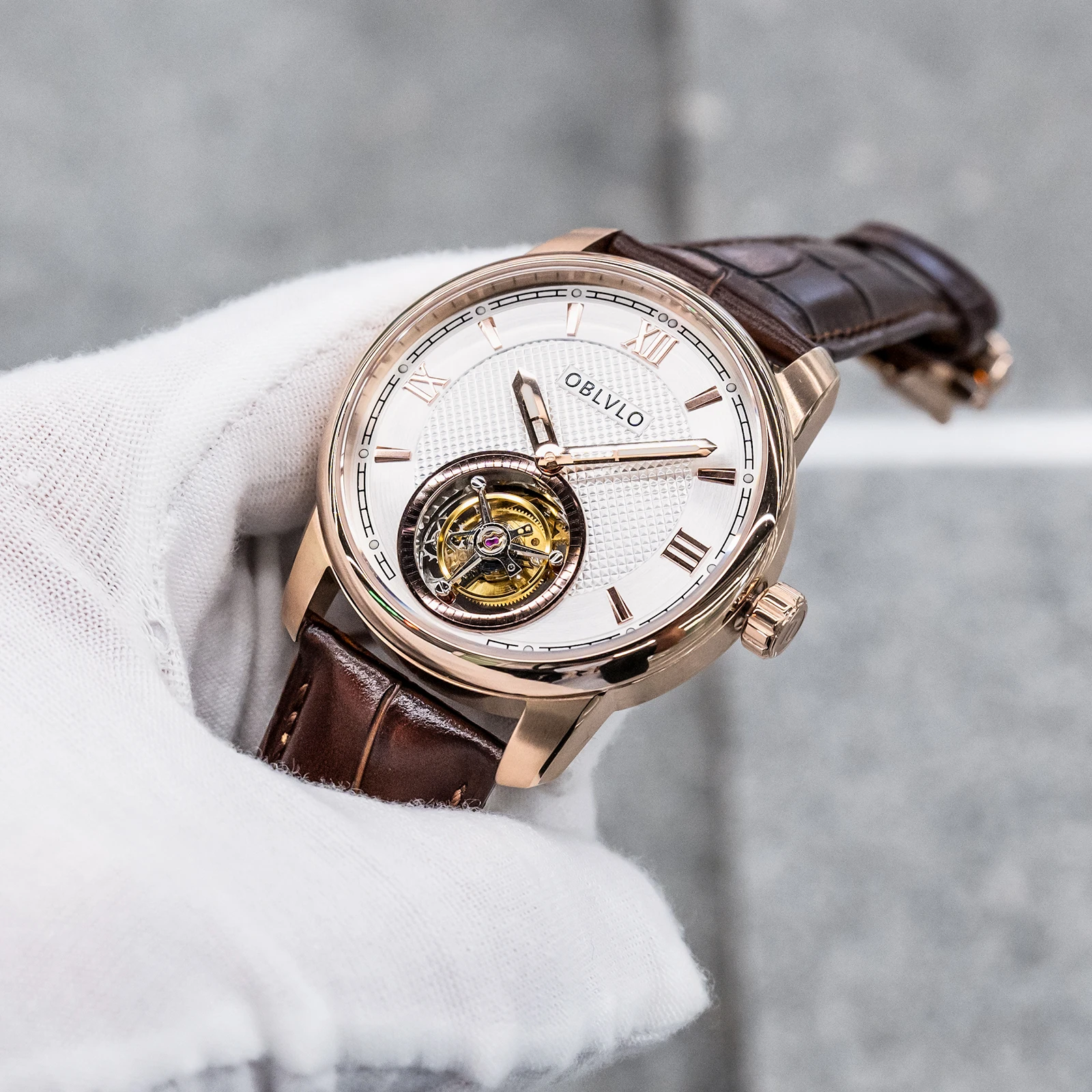 OBLVLO 316L Stainless Steel Men's Watch Rose Gold Automatic Tourbillon Waterproof Genuine Leather JM-TB
OBLVLO 316L Stainless Steel Men's Watch Rose Gold Automatic Tourbillon Waterproof Genuine Leather JM-TB