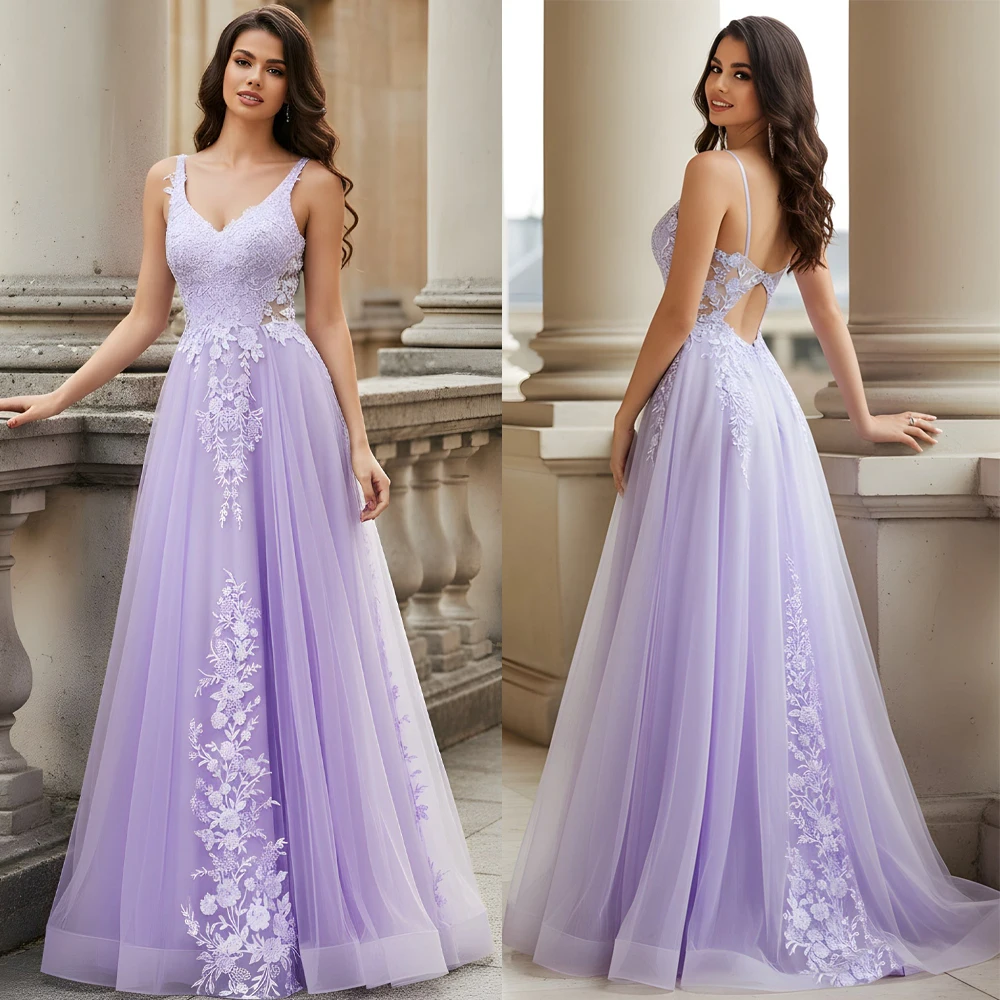 Luxury Evening Dresses V Neck Appliques Lace Backless Floor Length A Line Prom Party Gowns Customized Back-to-school Uniform
Luxury Evening Dresses V Neck Appliques Lace Backless Floor Length A Line Prom Party Gowns Customized Back-to-school Uniform