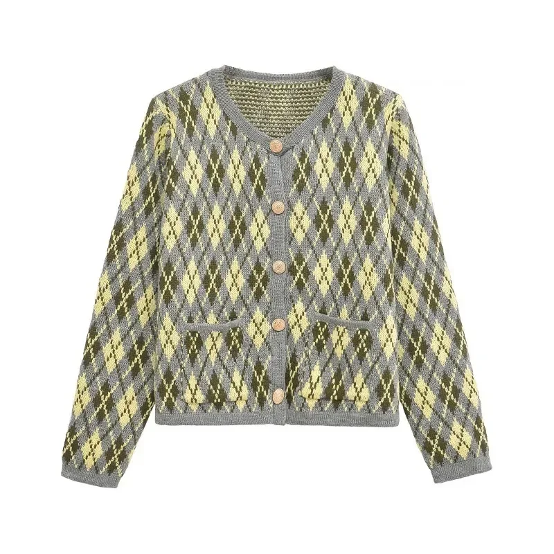 TRAFZR Knit Cardigan Ladies Long Sleeve Y2k Vintage Top O-neck Geometric Print Solid Cardigans Long Sleeve Cozy Sweaters
TRAFZR Knit Cardigan Ladies Long Sleeve Y2k Vintage Top O-neck Geometric Print Solid Cardigans Long Sleeve Cozy Sweaters