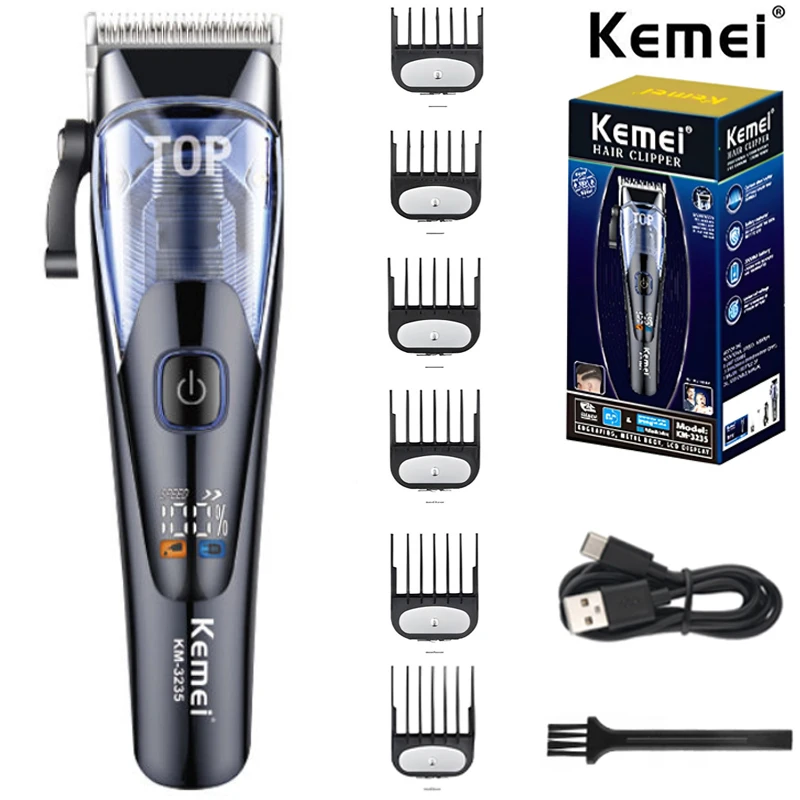 Kemei professional electric hair clipper Hair clipper adjustable LED intelligent electric hair clipper for men KM-3235
Kemei professional electric hair clipper Hair clipper adjustable LED intelligent electric hair clipper for men KM-3235