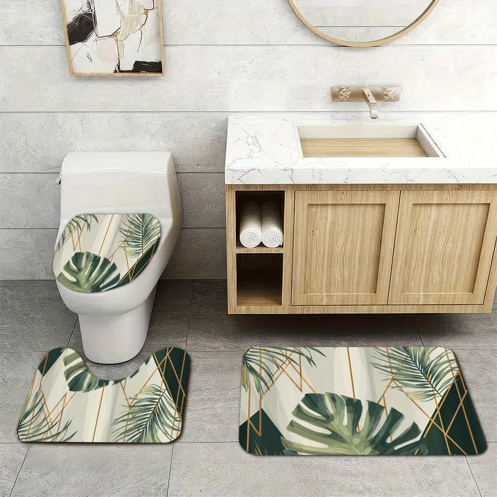 3pcs Super Soft Bathroom Floor Mats Set, Absorbent, with Non-slip Backing, Tropical Palm Leaf Print Suitable for Bathroom, Toile
3pcs Super Soft Bathroom Floor Mats Set, Absorbent, with Non-slip Backing, Tropical Palm Leaf Print Suitable for Bathroom, Toile