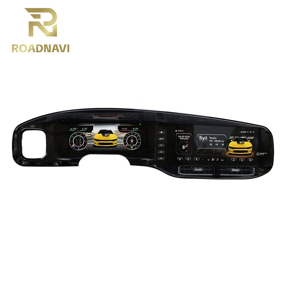 RoadNavi 24'' Dual Screen Android Car Radio Digital Cluster for Dodge Charger 2011-2019 Auto Speedometer DashboardAR