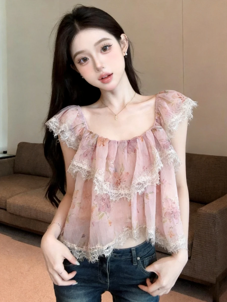 Pink Lace Floral Short Sleeve Women's Shirt Spring Summer New Style Dopaamine Doll Shirt Cute Bright Blouse Korean Style Loos...
Pink Lace Floral Short Sleeve Women's Shirt Spring Summer New Style Dopaamine Doll Shirt Cute Bright Blouse Korean Style Loos...