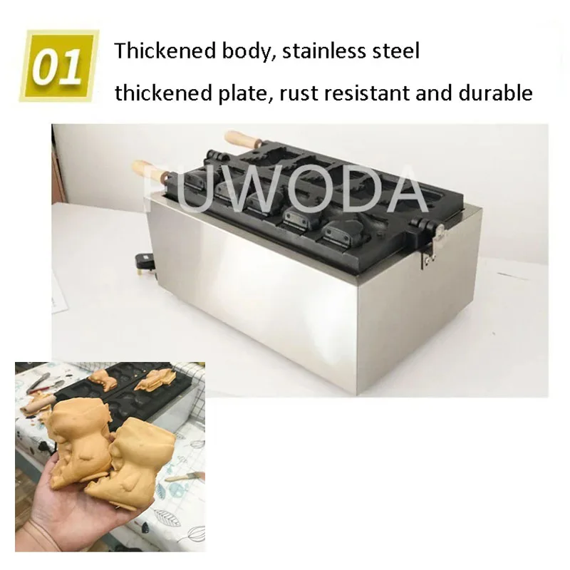 Non-stick Stainless Steel 5-hole Dinosaur Shaped Waffle Maker Taiyaki Waffle Machine
Non-stick Stainless Steel 5-hole Dinosaur Shaped Waffle Maker Taiyaki Waffle Machine