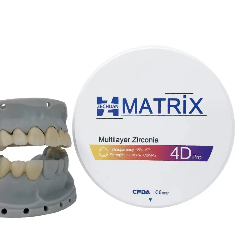 ZECHUAN 4D Pro Multilayer Zirconia De ntal Lab 8 Layer CAD CAM Open System 98x10-25mmHigh Strength Zirconia Block
ZECHUAN 4D Pro Multilayer Zirconia De ntal Lab 8 Layer CAD CAM Open System 98x10-25mmHigh Strength Zirconia Block