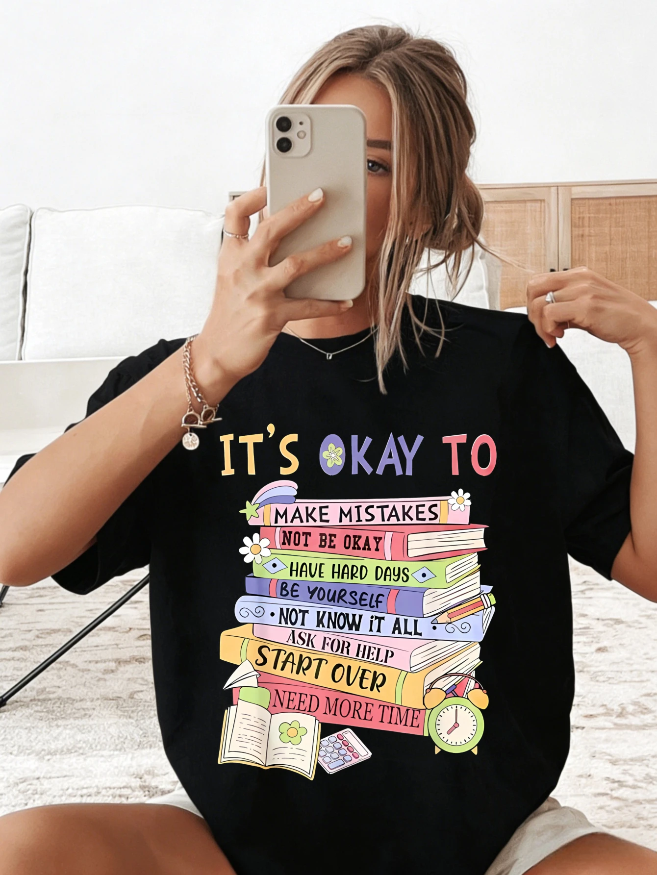Women's Oversized Cotton Graphic T Shirt with Inspirational Quote Stacked Print Short Sleeve Summer Casual T Shirt for Her
Women's Oversized Cotton Graphic T Shirt with Inspirational Quote Stacked Print Short Sleeve Summer Casual T Shirt for Her