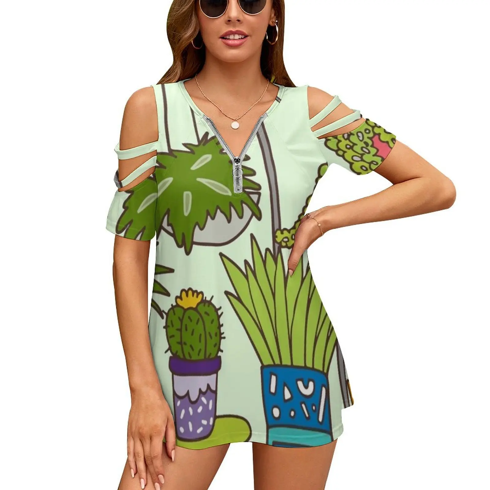 Plant Life Women Zipper Sexy Printed Vintage T Shirts Tops Full Print T-Shirt Plants Botanical Pot Plant Cactus Succulent Fern
Plant Life Women Zipper Sexy Printed Vintage T Shirts Tops Full Print T-Shirt Plants Botanical Pot Plant Cactus Succulent Fern