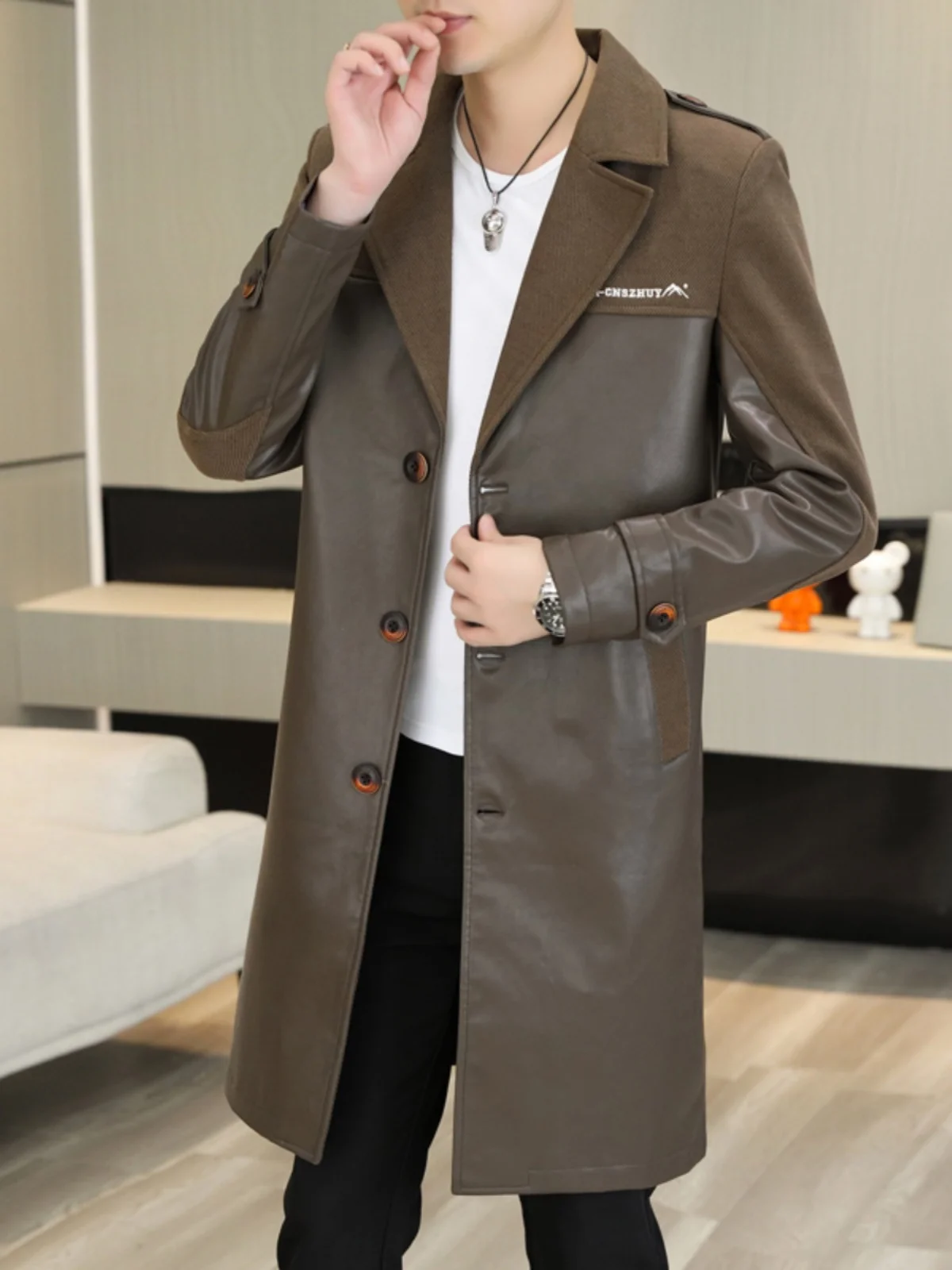 Sli Briti Sle Men's Long Coat over Knee Trendy Windbreaker Waterproof Stand Fit Polyester Fiber Youth Faion
Sli Briti Sle Men's Long Coat over Knee Trendy Windbreaker Waterproof Stand Fit Polyester Fiber Youth Faion