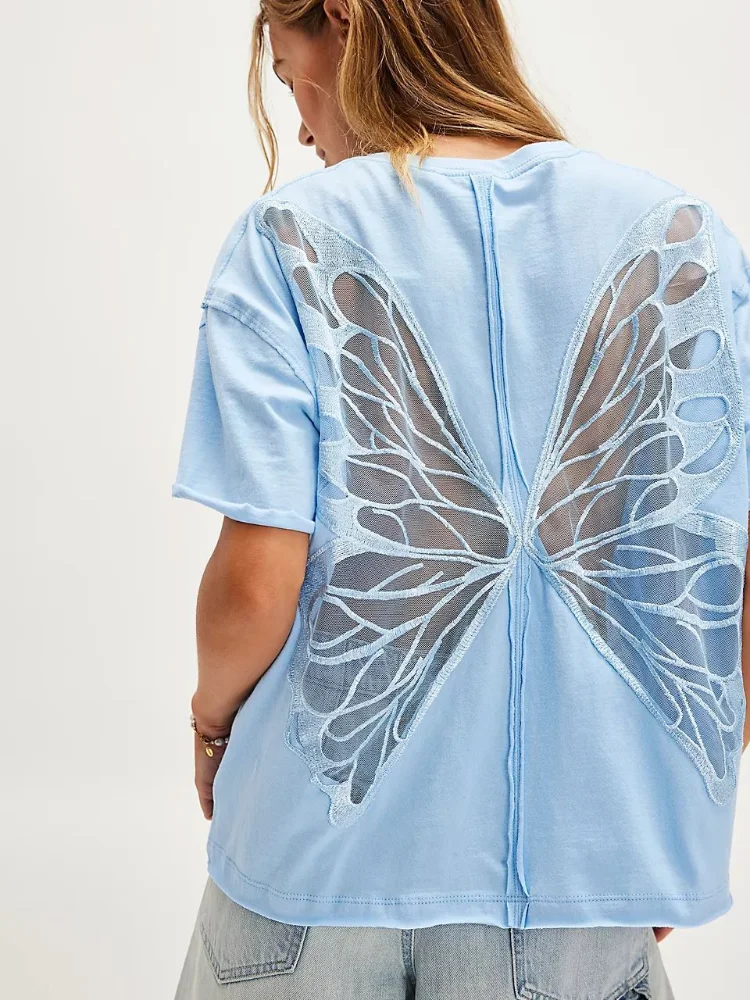Fashion Loose Solid-color T-shirt Women Round Neck Short Sleeves Butterfly-pattern Cut-out Back Tops 2026 Summer Daily Blouse
Fashion Loose Solid-color T-shirt Women Round Neck Short Sleeves Butterfly-pattern Cut-out Back Tops 2026 Summer Daily Blouse