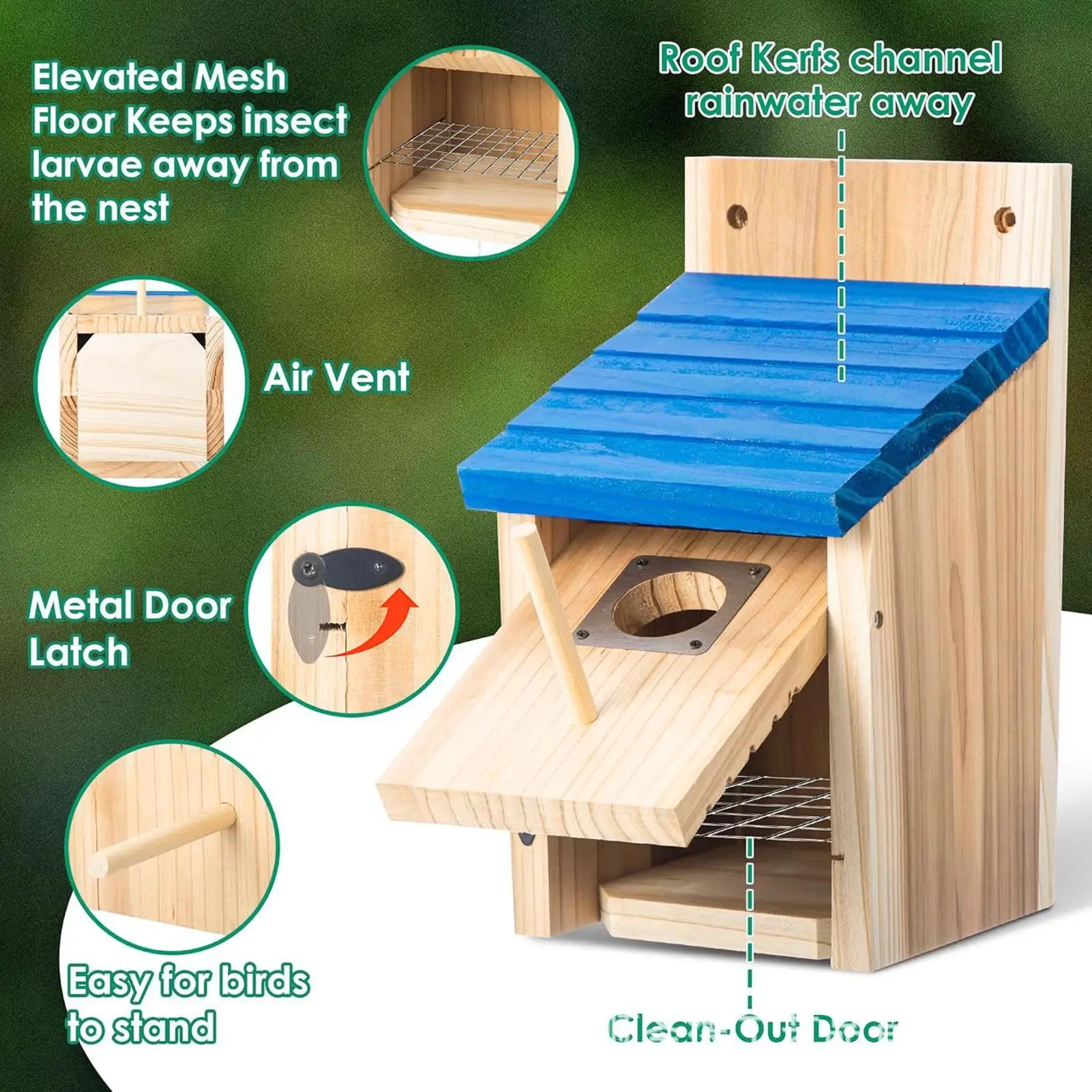 Wooden Birdhouse Cottage With Air Vent With Metal Protective Cover And Lock Wood Nesting Boxes For Eggs Protection Elderly
Wooden Birdhouse Cottage With Air Vent With Metal Protective Cover And Lock Wood Nesting Boxes For Eggs Protection Elderly