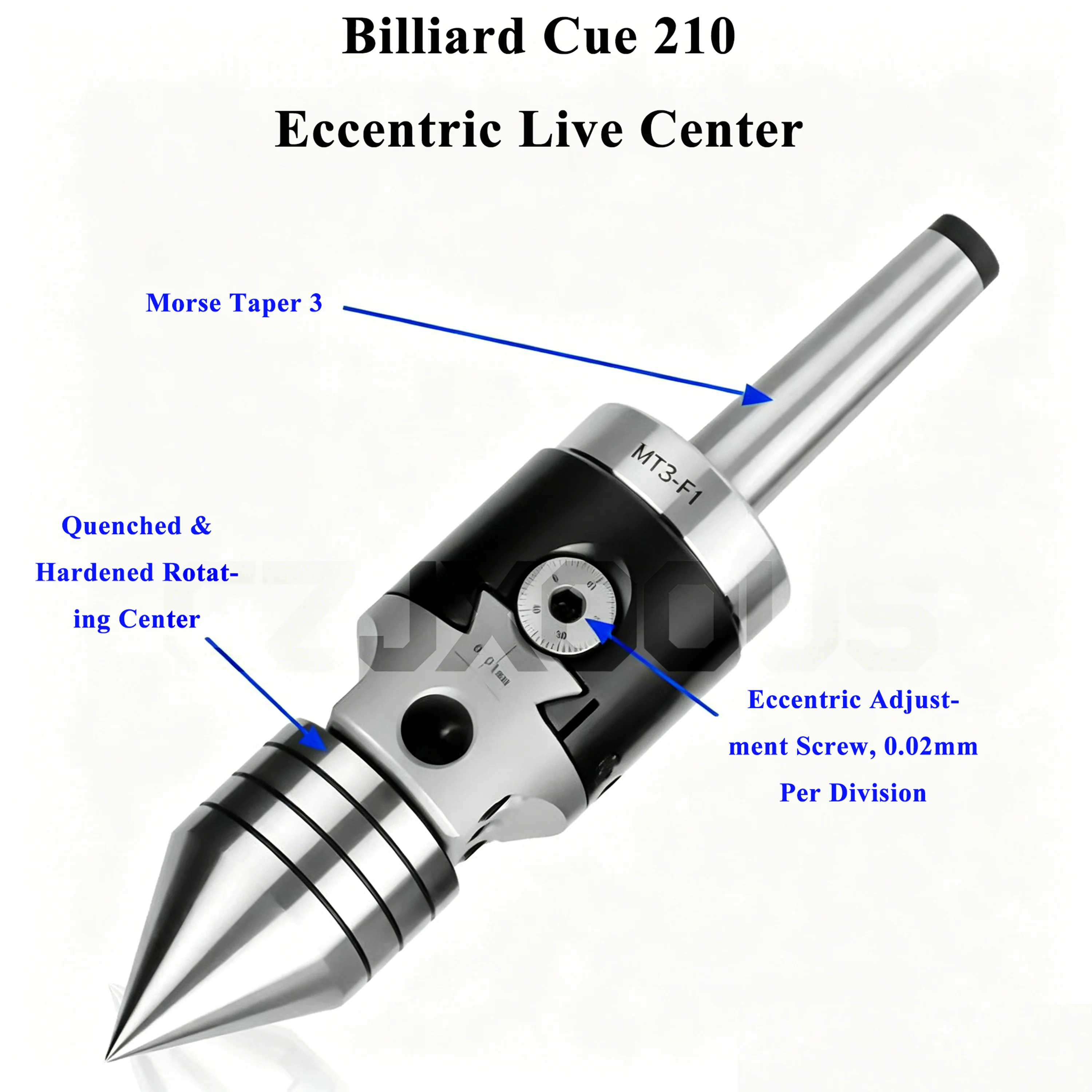 CZJXOOUS MT3-F1 Eccentric Live Center, Hardened Rotating Tip 0.02mm Precision Adjust for Billiard Cue Lathe Machining
CZJXOOUS MT3-F1 Eccentric Live Center, Hardened Rotating Tip 0.02mm Precision Adjust for Billiard Cue Lathe Machining