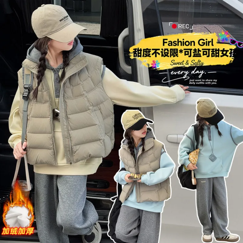 Теплый хлопковый жилет для девочек, осень-зима 2022, новая хлопковая куртка для больших детей, подходит для детей 7–14 лет
Теплый хлопковый жилет для девочек, осень-зима 2022, новая хлопковая куртка для больших детей, подходит для детей 7–14 лет