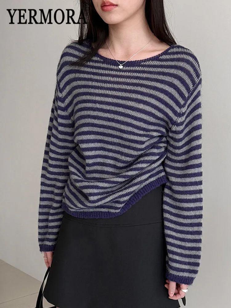 YERMORA Striped Brief Casual Wool Pullover For Women O-Neck Long Sleeve Loose New Sweater Fashion Tide Spring Autumn 2026
YERMORA Striped Brief Casual Wool Pullover For Women O-Neck Long Sleeve Loose New Sweater Fashion Tide Spring Autumn 2026