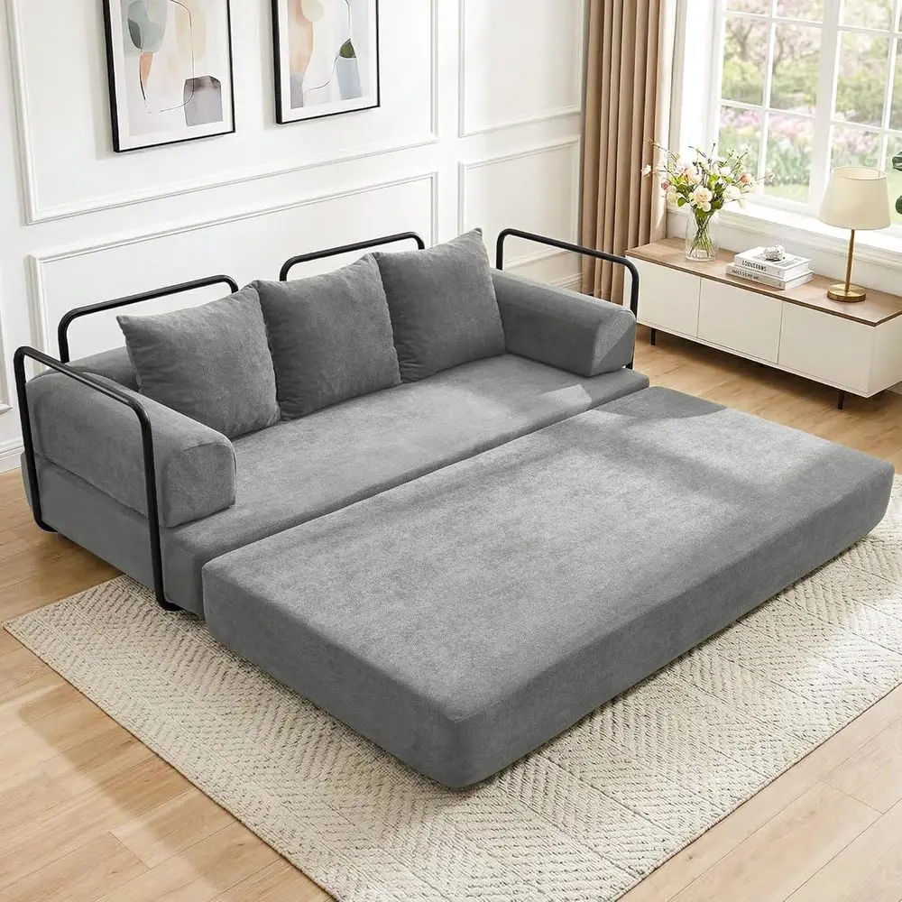 Convertible Sofa Bed with Chenille Upholstery, Mixed-Shape Loveseat Sofa with Cylindrical Pillows, and Sleeper Sofa for Living R
Convertible Sofa Bed with Chenille Upholstery, Mixed-Shape Loveseat Sofa with Cylindrical Pillows, and Sleeper Sofa for Living R