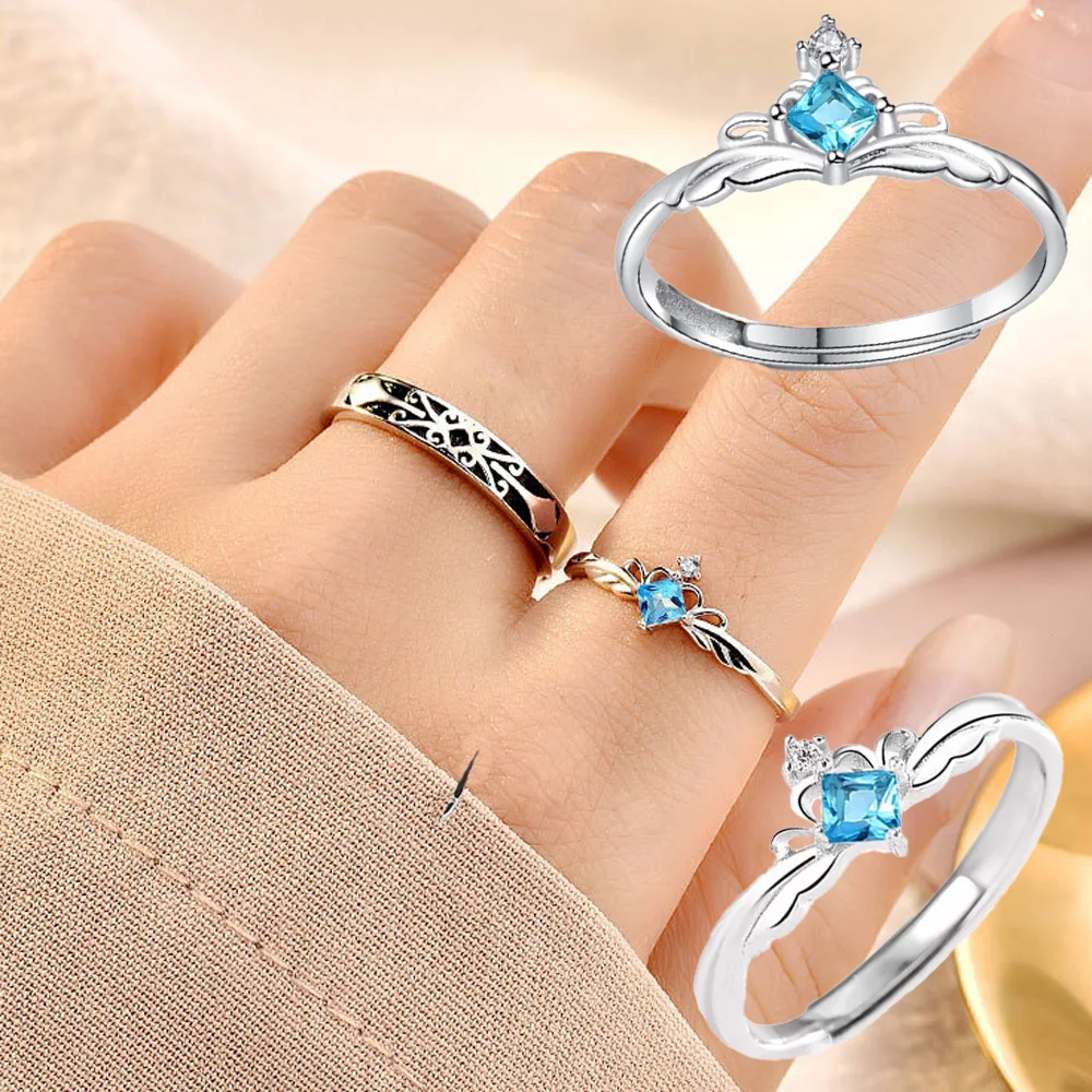 1 Pair Crown Blue Zircon White Copper Adjustable Couple Ring Men Women Valentine's Day Gift Lover Finger Jewelry Drop Shipping
1 Pair Crown Blue Zircon White Copper Adjustable Couple Ring Men Women Valentine's Day Gift Lover Finger Jewelry Drop Shipping