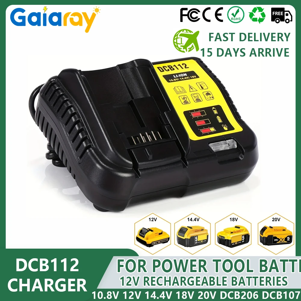 DCB112 2A Lithium Battery Charger for Dewalt 10.8V 12V 14.4V 18V 20V DCB206 DCB205 DCB204 DCB203 DCB120,DCB107 DCB115 DCB105
DCB112 2A Lithium Battery Charger for Dewalt 10.8V 12V 14.4V 18V 20V DCB206 DCB205 DCB204 DCB203 DCB120,DCB107 DCB115 DCB105