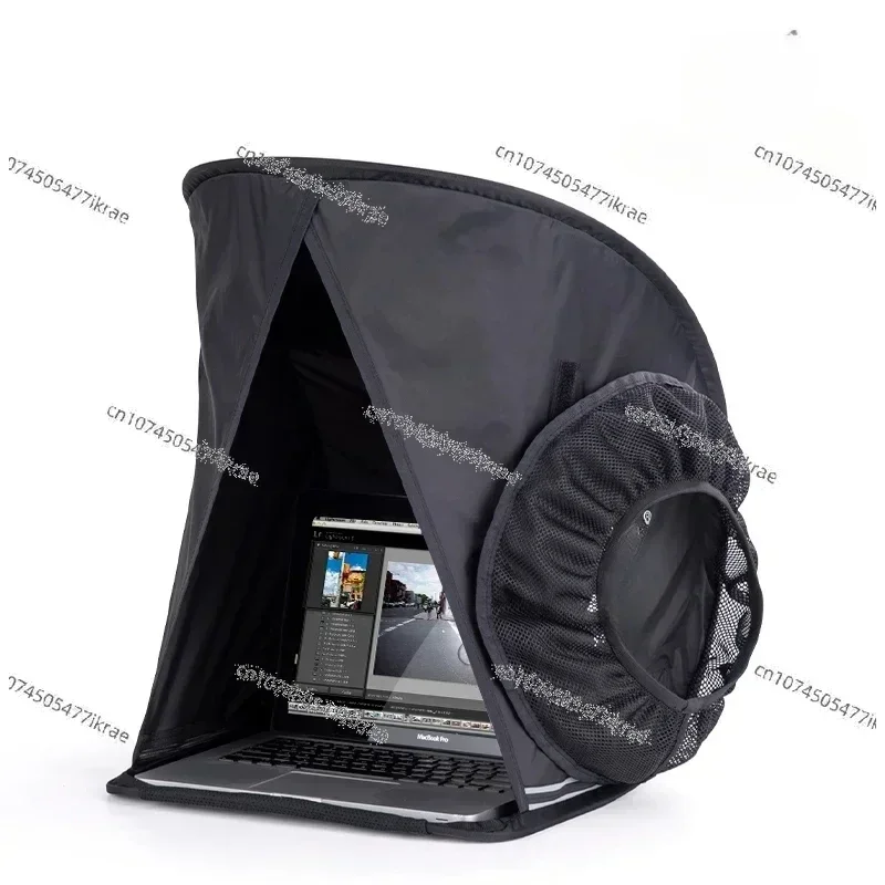Laptop hood, foldable, external shot, outdoor, shading, rain protection, screen, protective cover.
Laptop hood, foldable, external shot, outdoor, shading, rain protection, screen, protective cover.