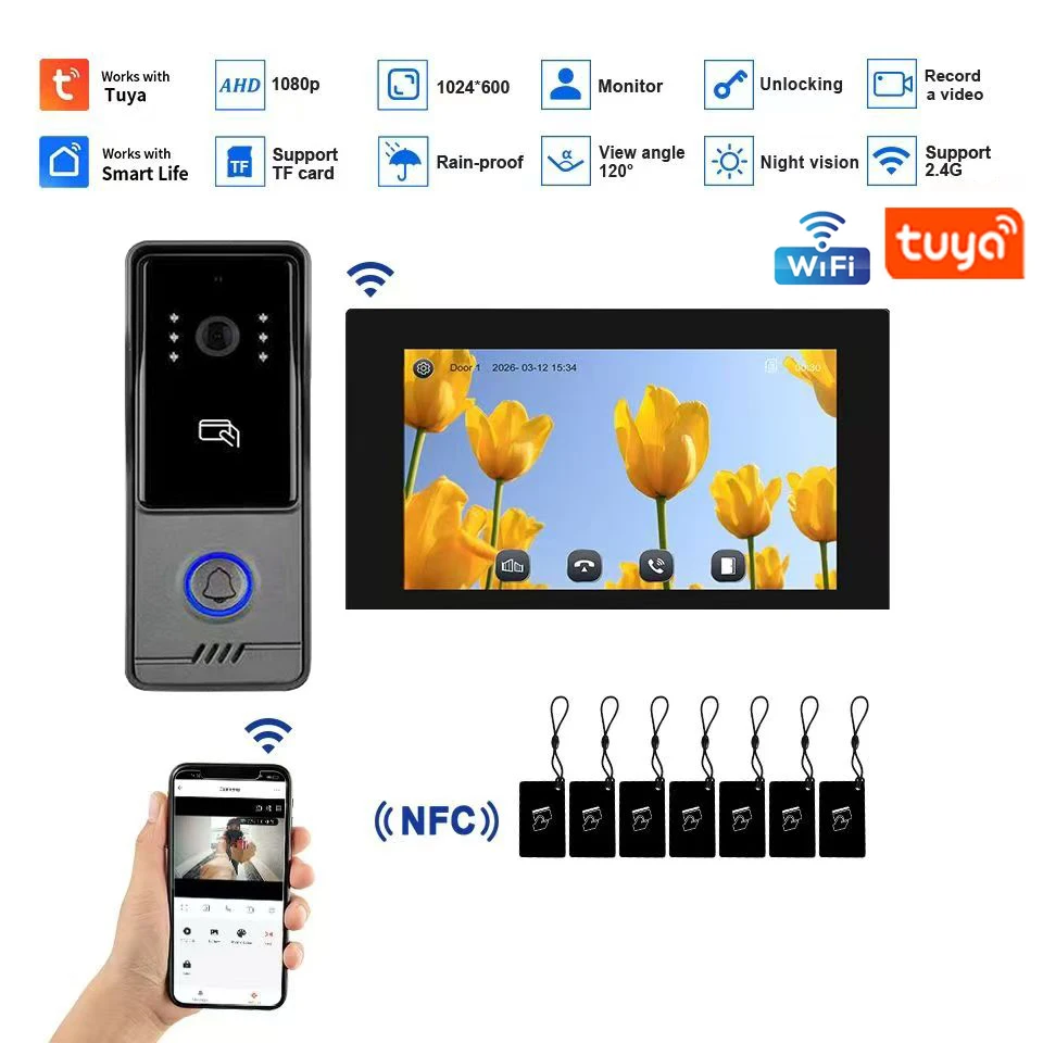 4 Wire Video Intercom System 1080P Smart Video Doorbell for Home Touch Screen 2 Way Audio Wireless WiFi TUYA APP Unlock
4 Wire Video Intercom System 1080P Smart Video Doorbell for Home Touch Screen 2 Way Audio Wireless WiFi TUYA APP Unlock
