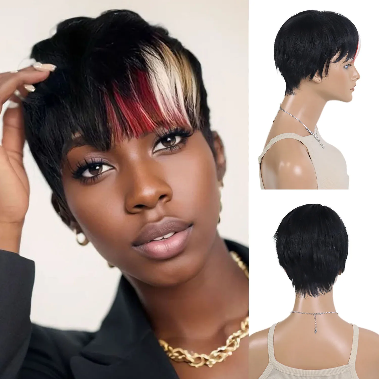 Synthetic Colorful Wig for Black Women Short Pixie Cut Wigs with Bangs Daily Costume Natural Style Blonde Drag Queen Wig Female
Synthetic Colorful Wig for Black Women Short Pixie Cut Wigs with Bangs Daily Costume Natural Style Blonde Drag Queen Wig Female