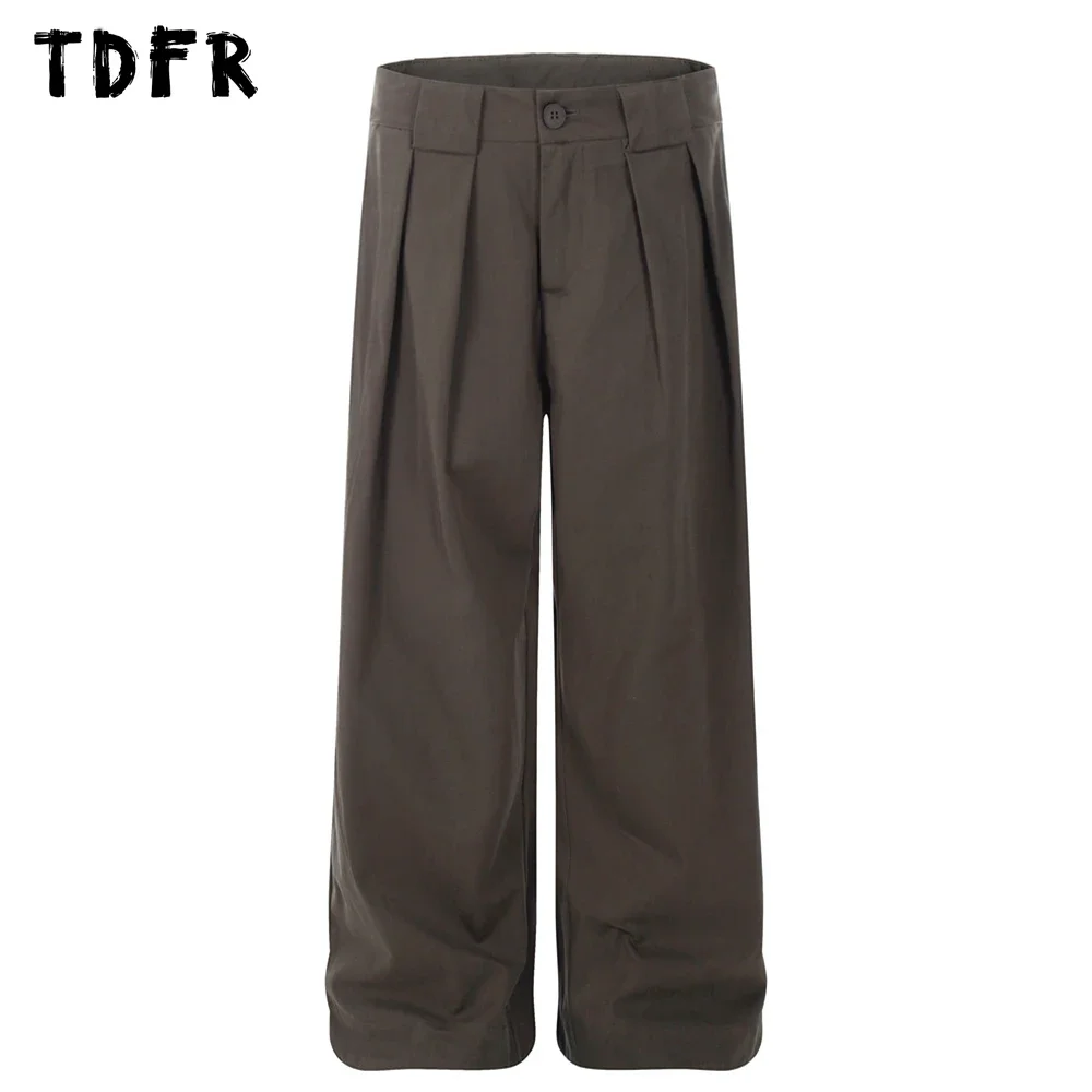 Pleated Solid Color Suit Pants Mens Zipper Pocket Retro Casual Loose Straight Wide Leg Trousers Men
Pleated Solid Color Suit Pants Mens Zipper Pocket Retro Casual Loose Straight Wide Leg Trousers Men