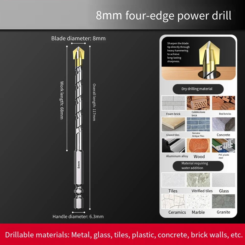 1pc 6-12mm Drill Bit For-edges Cross Concrete Tile Cement Wall Drilling Special Drilling Power Tools Drill Bits Cutting Tools
1pc 6-12mm Drill Bit For-edges Cross Concrete Tile Cement Wall Drilling Special Drilling Power Tools Drill Bits Cutting Tools