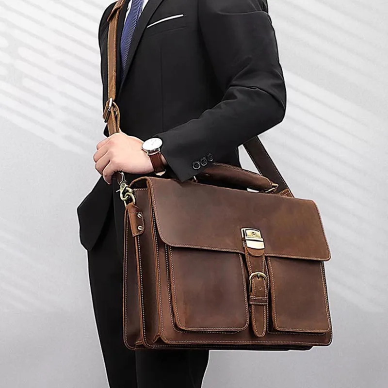 Genuine Leather Men Business Briefcase Cowhide Fit 15" Laptop Bag Cow Leather Messenger Shoulder Bag Compute Bag For Male
Genuine Leather Men Business Briefcase Cowhide Fit 15" Laptop Bag Cow Leather Messenger Shoulder Bag Compute Bag For Male