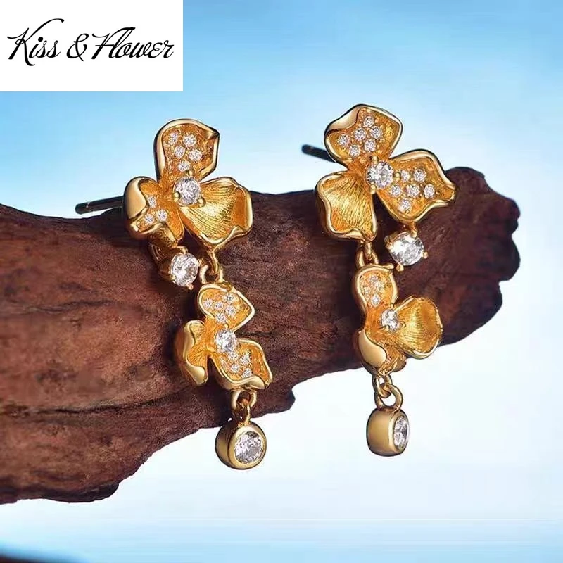 KISS&FLOWER Gold Flower Stud Earrings For Women Wedding Party Birthday Christmas Bride Mother Girlfriend Ladies Gifts ER480
KISS&FLOWER Gold Flower Stud Earrings For Women Wedding Party Birthday Christmas Bride Mother Girlfriend Ladies Gifts ER480
