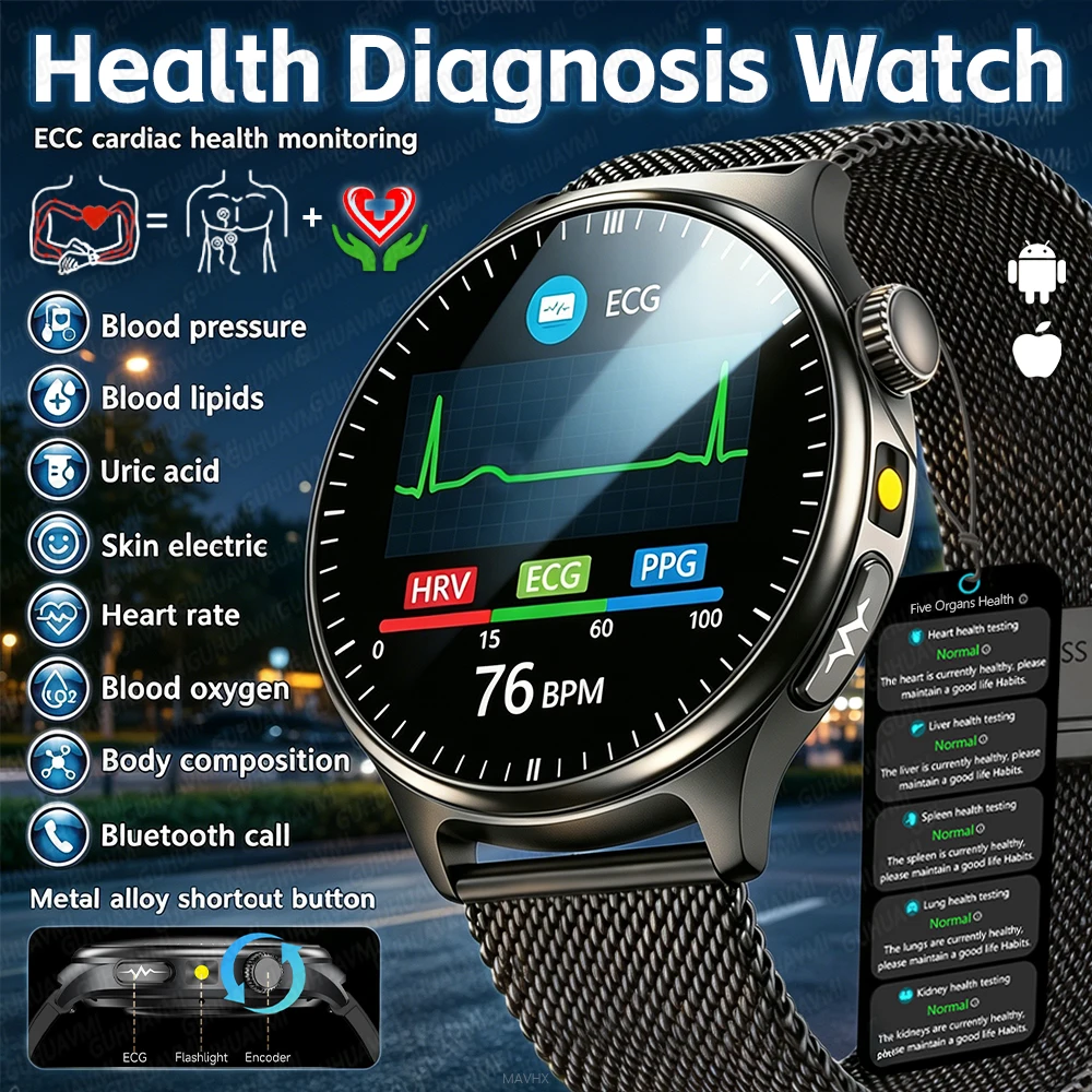Newly Upgared Precise Health Diagnosis Smart Watch ECG Uric Acid Blood Pressure Micro Physical Examination Clock For Android iOS
Newly Upgared Precise Health Diagnosis Smart Watch ECG Uric Acid Blood Pressure Micro Physical Examination Clock For Android iOS