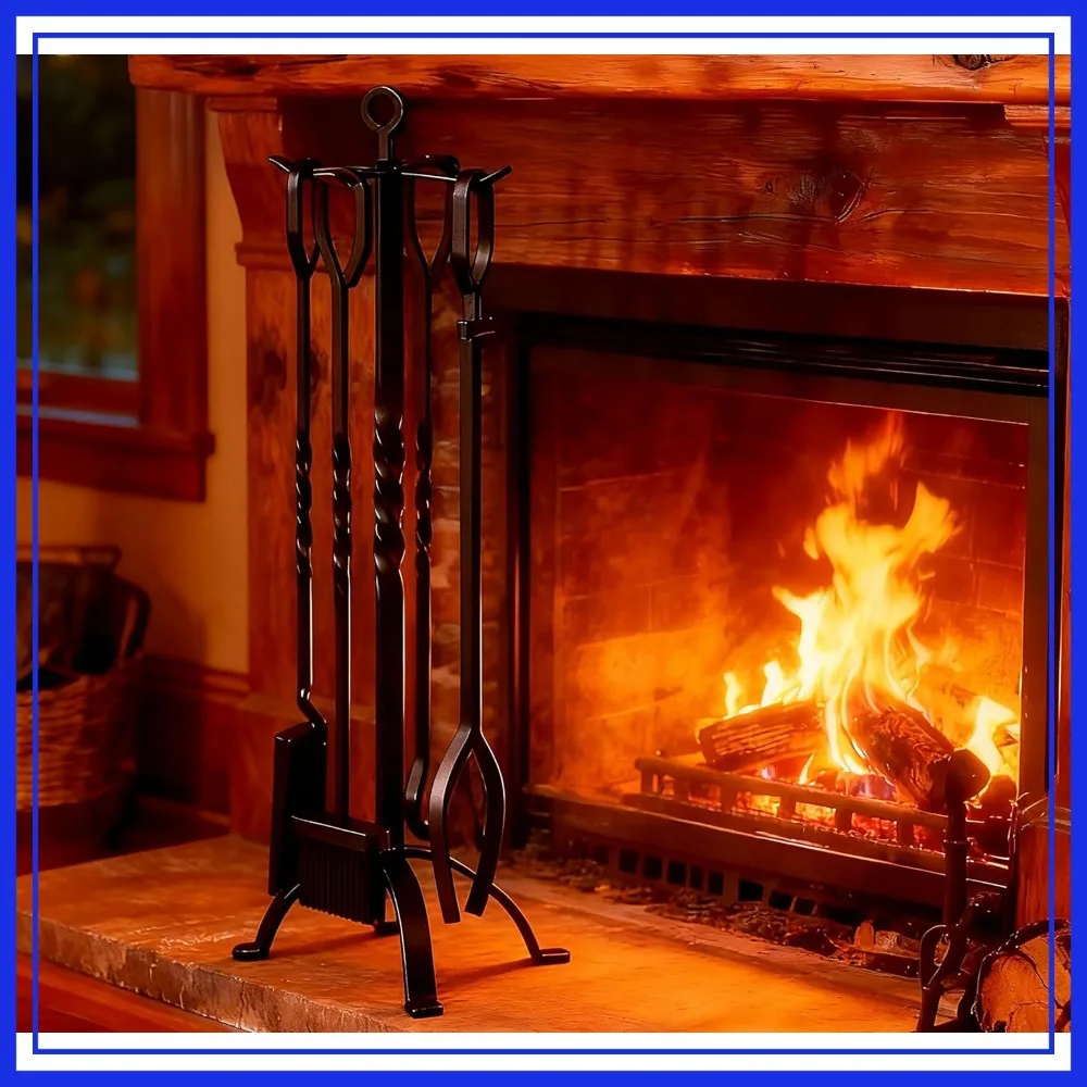Fire Beauty 5-Piece Fireplace Tool Set with Stand, Indoor Outdoor Fire Pit Accessories, Black
Fire Beauty 5-Piece Fireplace Tool Set with Stand, Indoor Outdoor Fire Pit Accessories, Black