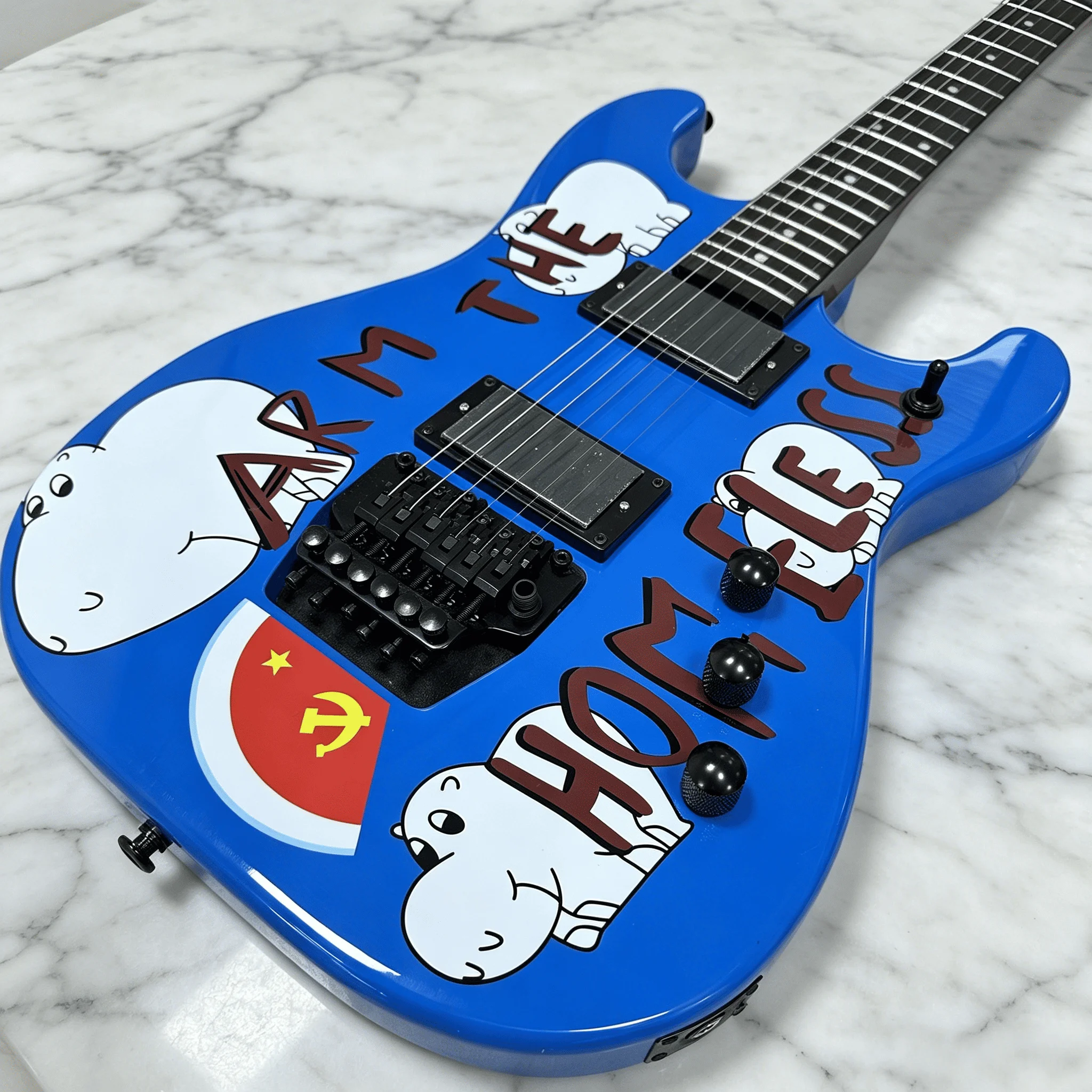 Custom Metal Style Blue Electric Guitar Rosewood Fingerboard HH Pickups 24 Frets Double Tremolo Factory spot Free Shipping
Custom Metal Style Blue Electric Guitar Rosewood Fingerboard HH Pickups 24 Frets Double Tremolo Factory spot Free Shipping