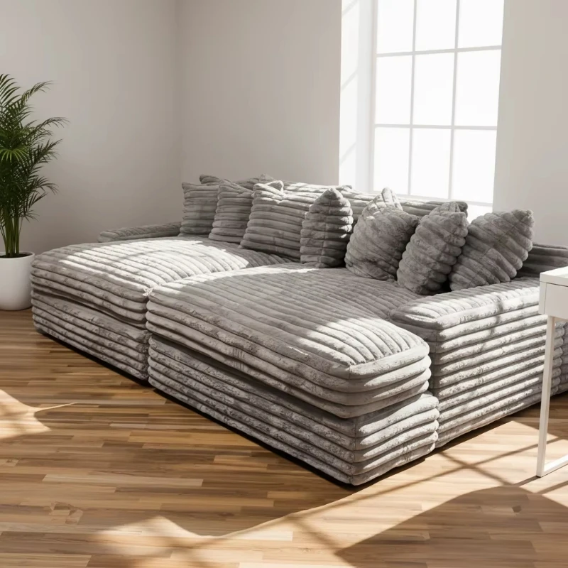 Double sofa living room thick striped corduroy recliner combined sofa set
Double sofa living room thick striped corduroy recliner combined sofa set