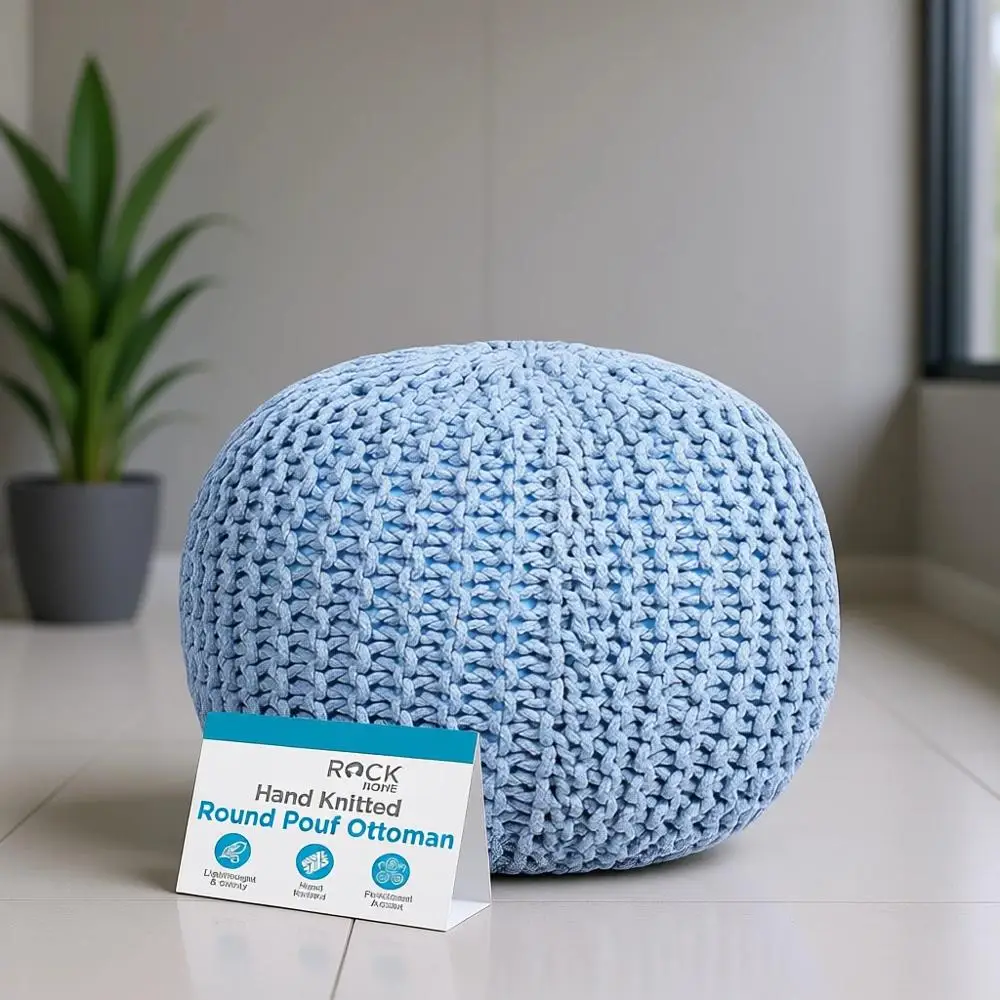 Cotton Braided Ottoman with Bean Bag Filling - Boho Style Footrest for Living Room and Bedroom | Comfortable, Lightweight, Soft
Cotton Braided Ottoman with Bean Bag Filling - Boho Style Footrest for Living Room and Bedroom | Comfortable, Lightweight, Soft