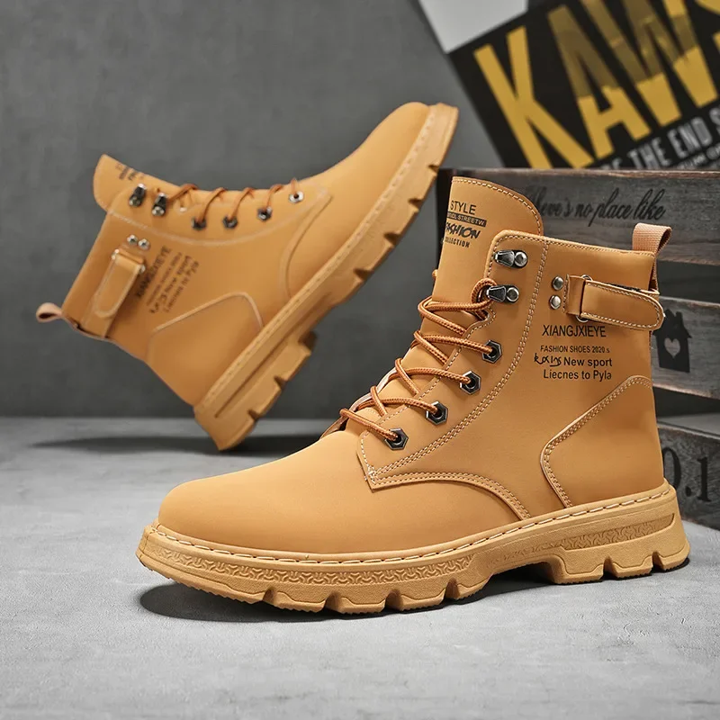 Men's High-Top Boots Fashion Yellow Spring and Autumn Round Toe Non-slip Outdoor Comfortable Leatheroid Height Increasing Shoes
Men's High-Top Boots Fashion Yellow Spring and Autumn Round Toe Non-slip Outdoor Comfortable Leatheroid Height Increasing Shoes