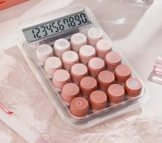 10-битный прозрачный градиентный милый калькулятор с большой кнопкой, подходящий для школ или офисов, финансов.
10-битный прозрачный градиентный милый калькулятор с большой кнопкой, подходящий для школ или офисов, финансов.