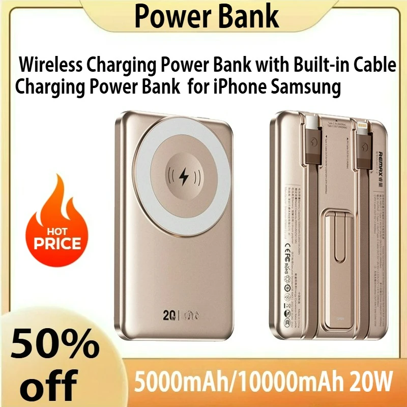 10000mAh Magnetic Wireless Charging Power Bank with Built-in Cable Charging Power Bank for iPhone Samsung
10000mAh Magnetic Wireless Charging Power Bank with Built-in Cable Charging Power Bank for iPhone Samsung