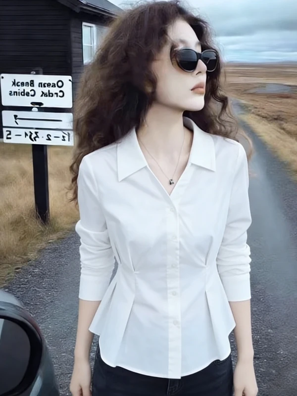 Faion Slimming Cotton irt Women's plus Size Spring New Sle Commute Korean Version V-ne Long Sve Button-up Top
Faion Slimming Cotton irt Women's plus Size Spring New Sle Commute Korean Version V-ne Long Sve Button-up Top